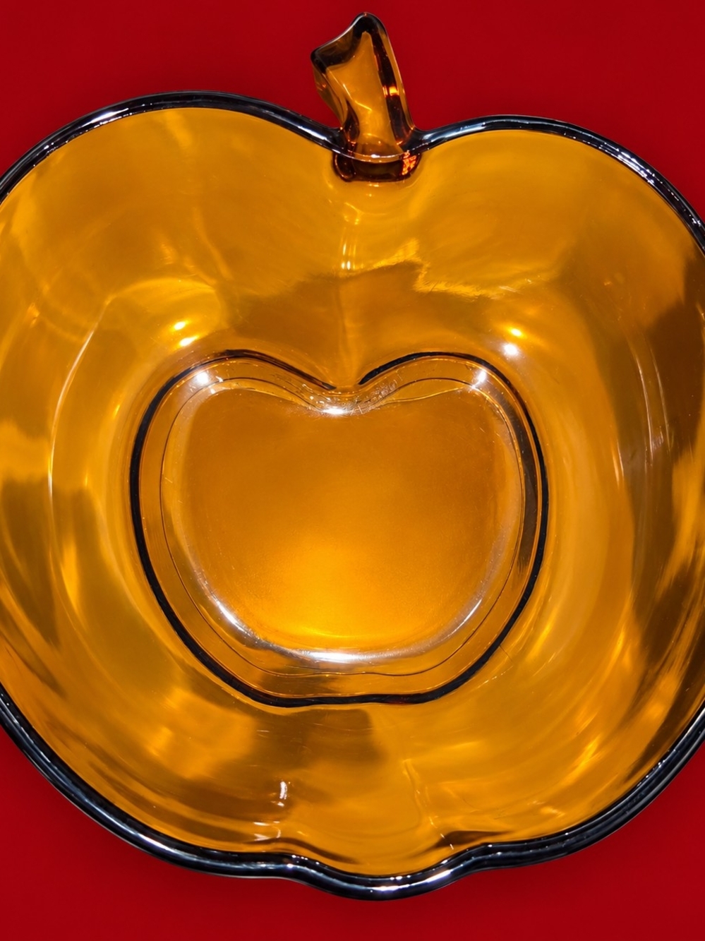 Vintage Hazel Atlas Amber Glass Apple Bowls Set of 2 Mid Century 1950s 1960s